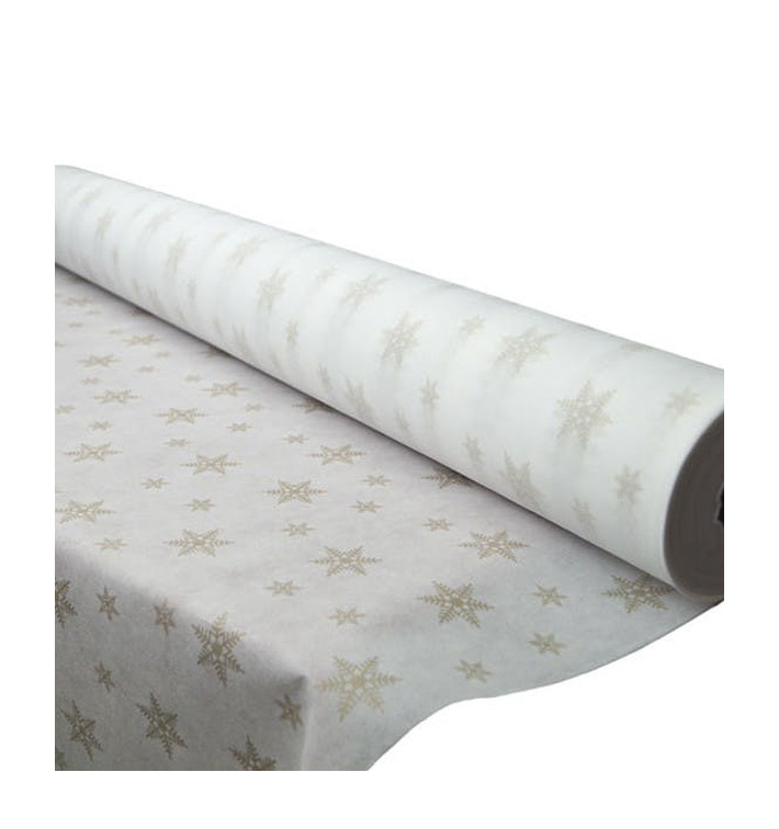 Toalha em Rolo Não Tecido Branco desenho "Estrelas" 1,2x50m 50g (1 Ud) Toalha em Rolo Não Tecido Branco desenho "Estrelas" 1,2x50m 50g (1 Ud)