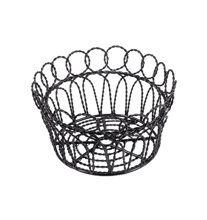 Cesta Redonda en Aço Preto Ø190x100mm (1 Ud) Cesta Redonda en Aço Preto Ø190x100mm (1 Ud)