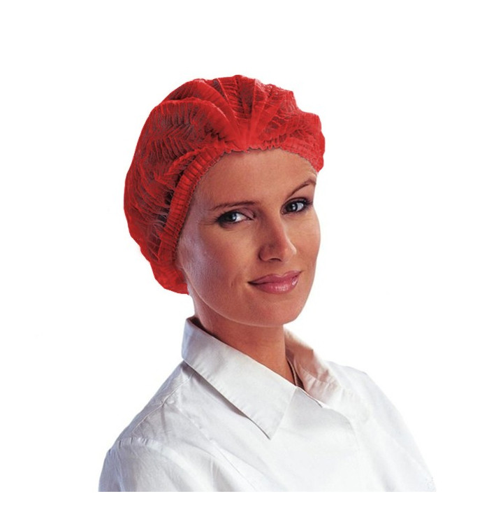 Touca de Polipropileno Acordeão Vermelho 2 Elásticos Ø53cm (1.000 Uds) Touca de Polipropileno Acordeão Vermelho 2 Elásticos Ø53cm (1.000 Uds)