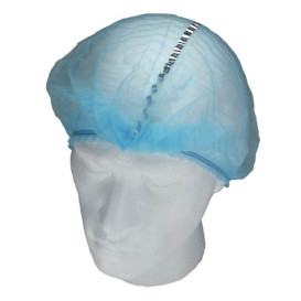 Touca de Polipropileno Acordeão Detetável Azul Ø53cm (100 Uds)