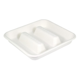 Embalagem para Tacos de Cana de Açúcar Branco 18,5x18,5cm (50 Uds)