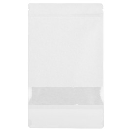 Saco DoyPack Fecho Zip e Janela Branco 16+8x26cm (50 Uds)