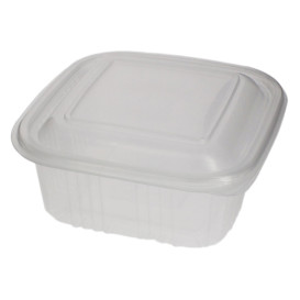 Embalagem Plastico Quadrado Tampa Bisagra PP 500ml (50 Uds)