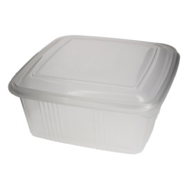 Embalagem Plastico Quadrado Tampa Bisagra PP 2000ml (200 Uds)