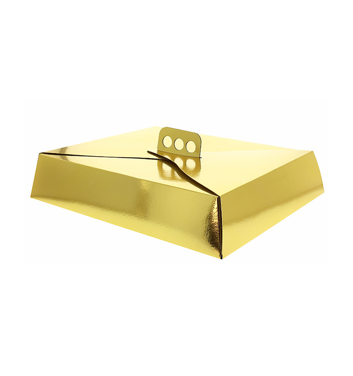 Caixa Cartolina Bolo Quadrada Ouro 19x25x8 cm (100 Uds) Caixa Cartolina Bolo Quadrada Ouro 19x25x8 cm (100 Uds)