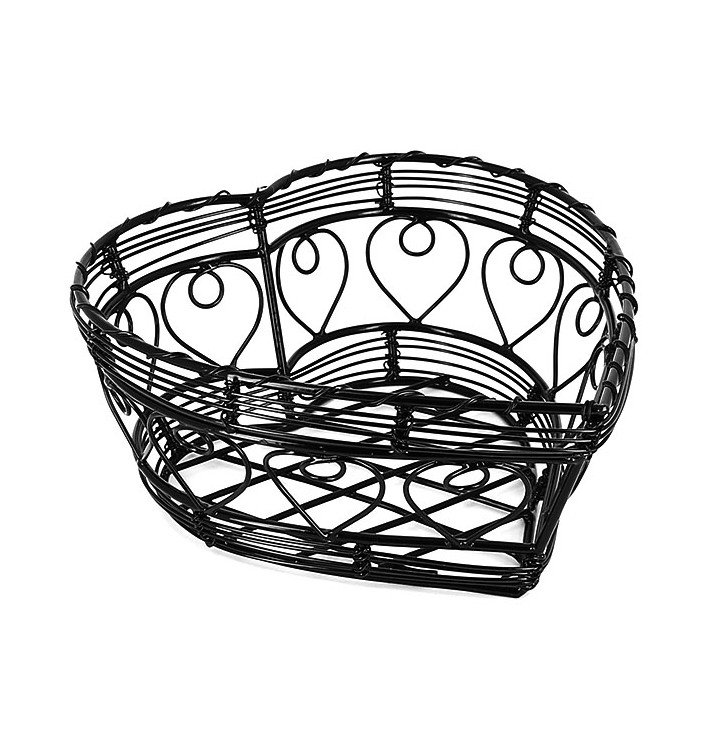 Cesta Coração en Aço Preto 180x180x90mm (1 Ud) Cesta Coração en Aço Preto 180x180x90mm (1 Ud)