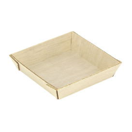 Prato Quadrado Mini de Madeira 6x6x1,5cm (20 Uds)