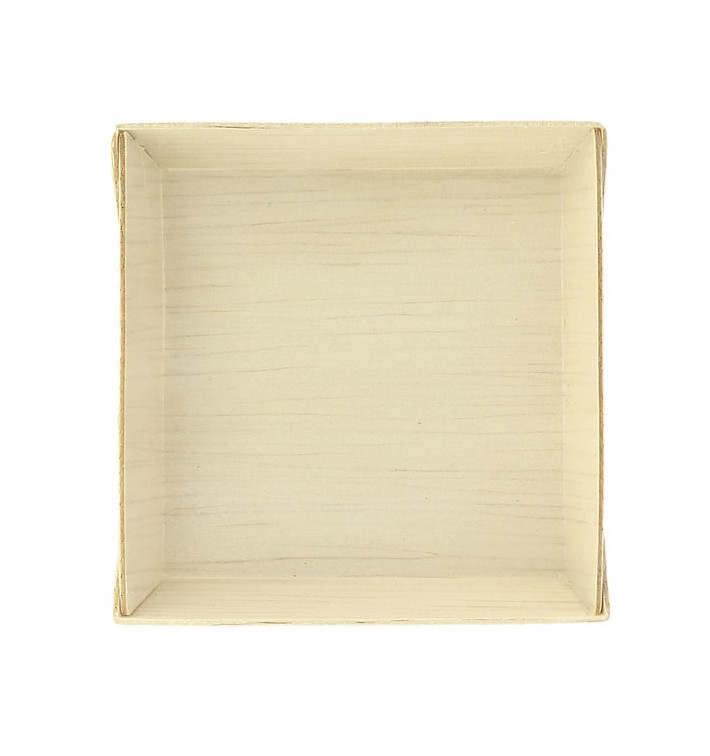 Prato Quadrado Mini de Madeira 7x7x1,5cm (200 Uds) Prato Quadrado Mini de Madeira 7x7x1,5cm (200 Uds)