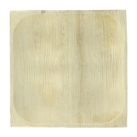 Prato quadrado de folha de palmeira 4C 20,5X20,5cm (10 Unidades)
