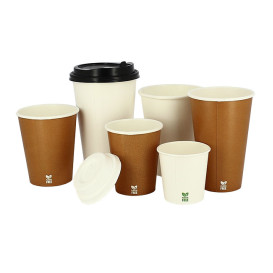 Copo de Cartão Plastic Free 14 Oz/420ml Branco Ø9cm (1.000 Uds)