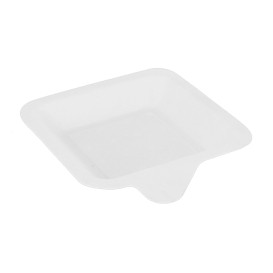 Prato Quadrado Aba Cana-de-açúcar Branco 11x11cm (50 Uds)