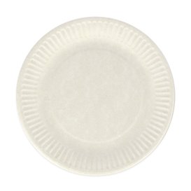 Prato de Papel Branco Biodegradaveis Ø18 cm (1000 Uds)