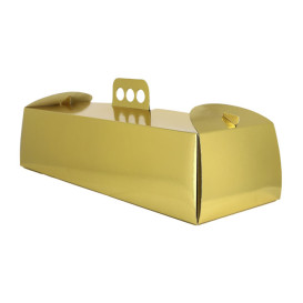 Caixa Cartolina Rectangular Bolo Ouro 16x44x10,5 cm (50 Uds)