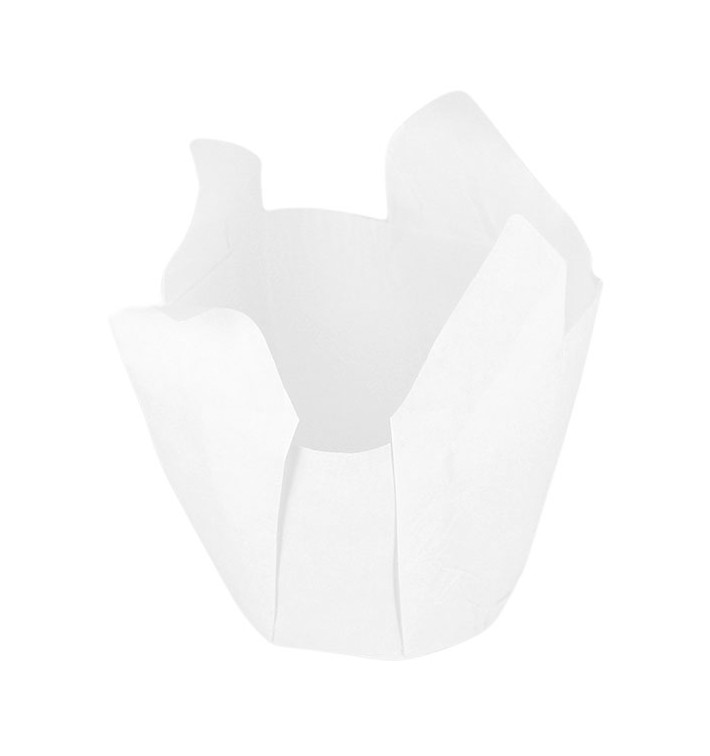 Cápsula Muffin Tulipa Ø50x50/80 mm Branca (125 Uds) Cápsula Muffin Tulipa Ø50x50/80 mm Branca (125 Uds)