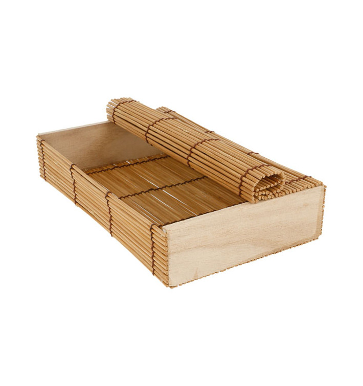 Embalagem de Bambu para sushi 23x13x4,5cm (24 Ud) Embalagem de Bambu para sushi 23x13x4,5cm (24 Ud)