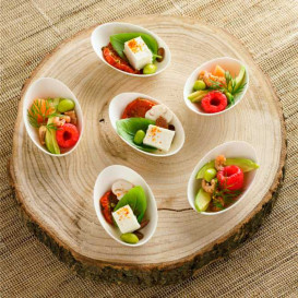 Mini Prato Cana de Açúcar Ovalado Branco 8x5cm (50 Uds)