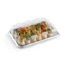 Bandeja Plastico Luxo Retang. Prata 35x24cm (5 Uds)