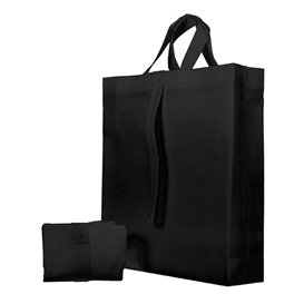Saco Não Tecido PREMIUM Dobrável Preto 40+15x40cm (25 Uds)