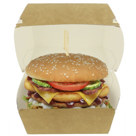 Caixa Hamburguer Mega Kraft Fechamento Duplo 15,5x15,5x10cm (50 Uds)