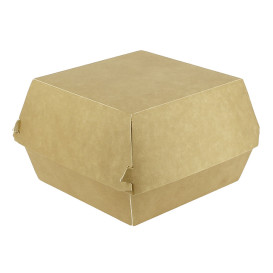 Caixa Hamburguer Mega Kraft Fechamento Duplo 15,5x15,5x10cm (50 Uds)