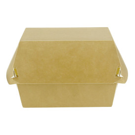 Caixa Hamburguer Kraft XXL Fechamento Duplo 13x13x9cm (50 Uds)