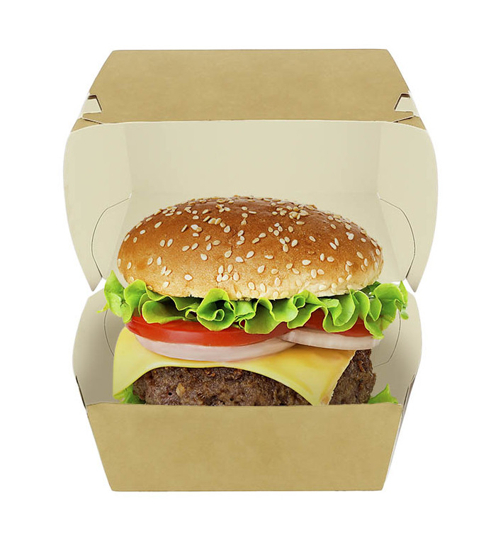 Caixa Hamburguer Kraft XXL Fechamento Duplo 13x13x9cm (400 Uds) Caixa Hamburguer Kraft XXL Fechamento Duplo 13x13x9cm (400 Uds)