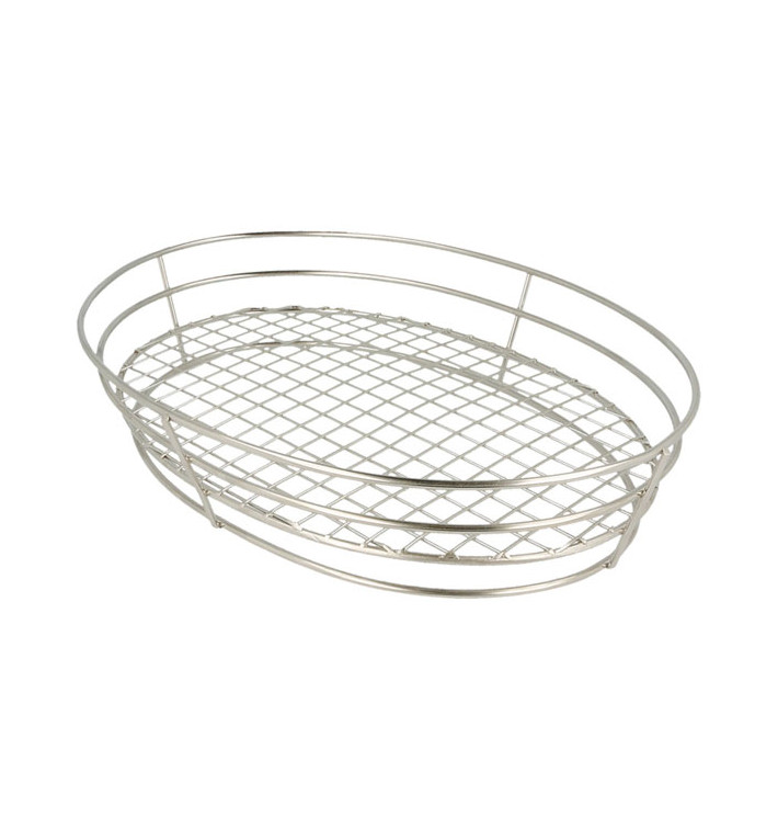 Cesta Oval en Aço Prata 280x205x57mm (1 Ud) Cesta Oval en Aço Prata 280x205x57mm (1 Ud)