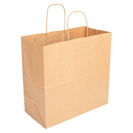 Saco Papel Kraft Marrom Asas 90g 32+16x31cm (50 Uds)