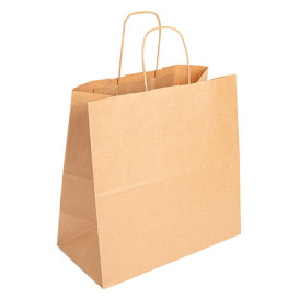 Saco Papel Kraft Marrom Asas 90g 32+16x31cm (50 Uds)
