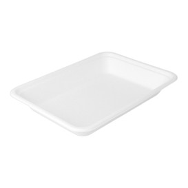 Bandeja Bio da cana-de-açúcar Branco 196x147x27mm (50 Uds)