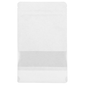 Saco DoyPack Fecho Zip e Janela Branco  25+12x35cm (50 Uds)