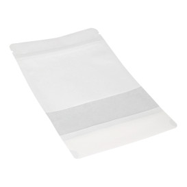 Saco DoyPack Fecho Zip e Janela Branco  25+12x35cm (50 Uds)