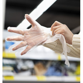 Luvas de Polietileno Gravado Transparente (100 Uds)