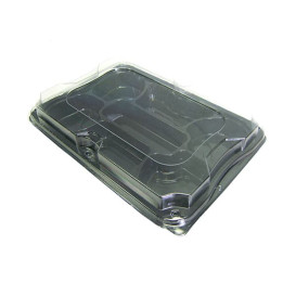 Bandeja Plastico Luxo 7 C. Preto Tapa 35x24cm (25 Uds)
