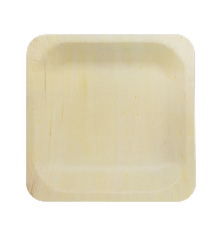 Prato de Madeira quadrado 14x14cm (50 Unidades) Prato de Madeira quadrado 14x14cm (50 Unidades)