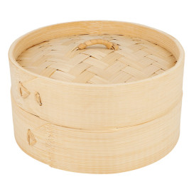 Panela Cozimento a Vapor Bambu com Tampa Ø15x8cm (100 Uds)