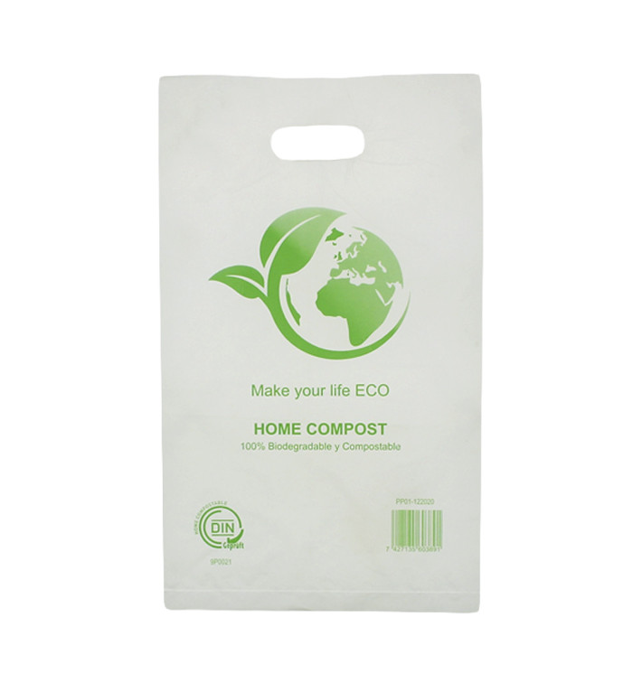 Saco Plastico Asas Vazadas Bio Home Compost 20x33cm (100 Uds) Saco Plastico Asas Vazadas Bio Home Compost 20x33cm (100 Uds)