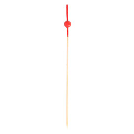 Pick Bambu Decorado Bola Vermelho 120mm (100 Unidades)