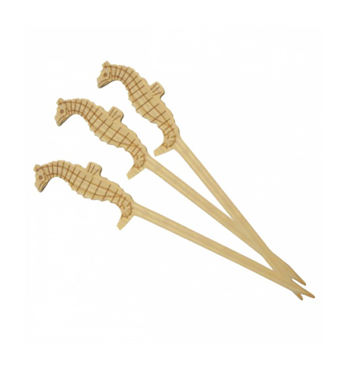 Pick Bambu Decorado Cavalo Marinho 90mm (100 Uds) Pick Bambu Decorado Cavalo Marinho 90mm (100 Uds)