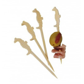 Pick Bambu Decorado Cavalo Marinho 90mm (100 Uds)
