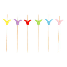 Pick Bambu Decorado Lírios 120mm (100 Unidades)