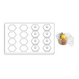 Kit Bandeja + 16 Bols Hexagonal Trans. (1 Ud)
