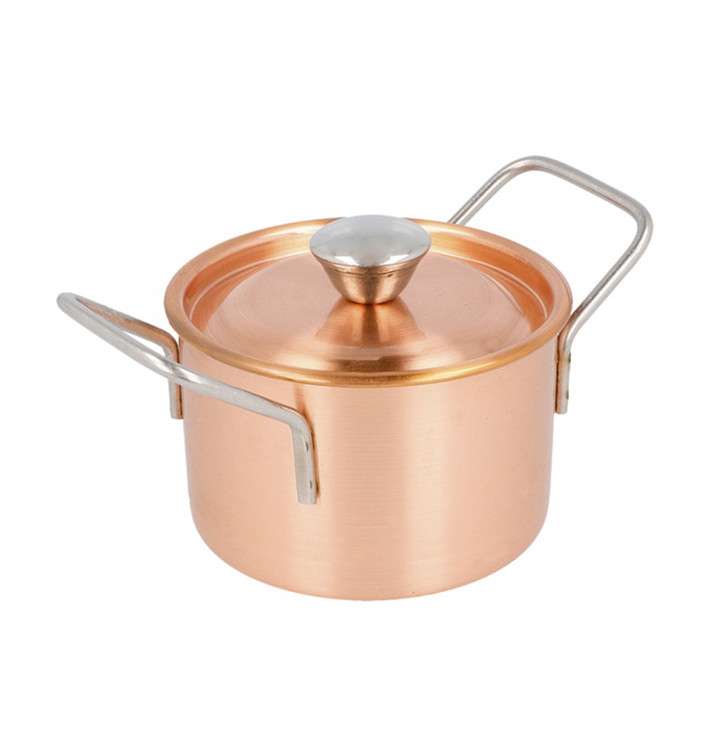 Mini Panela com Tampa de Aço Cobre Ø90x60mm (1 Ud) Mini Panela com Tampa de Aço Cobre Ø90x60mm (1 Ud)