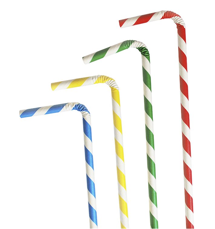 Palhinha Flexíve Papel Sortido Ø6mm 230mm (250 Uds) Palhinha Flexíve Papel Sortido Ø6mm 230mm (250 Uds)