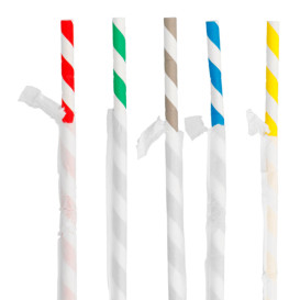 Palhinha Flexíve Papel Embalada Sortido Ø6mm 230mm (250 Uds)