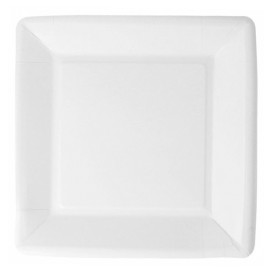 Prato de Papel Biocoated Branco Quadrado 23cm (20 Uds)