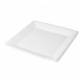 Prato de Papel Biocoated Branco Quadrado 23cm (20 Uds)