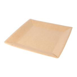 Prato de Papel Biocoated Natural Quadrado 18cm (400 Uds)