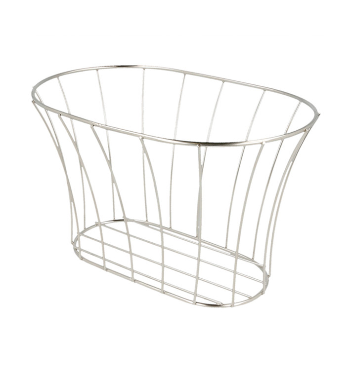 Cesta Oval en Aço Prata 210x127x127mm (1 Ud) Cesta Oval en Aço Prata 210x127x127mm (1 Ud)