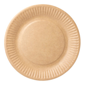 Prato de Papel Biocoated Natural Relevo Ø18 cm (20 Uds)